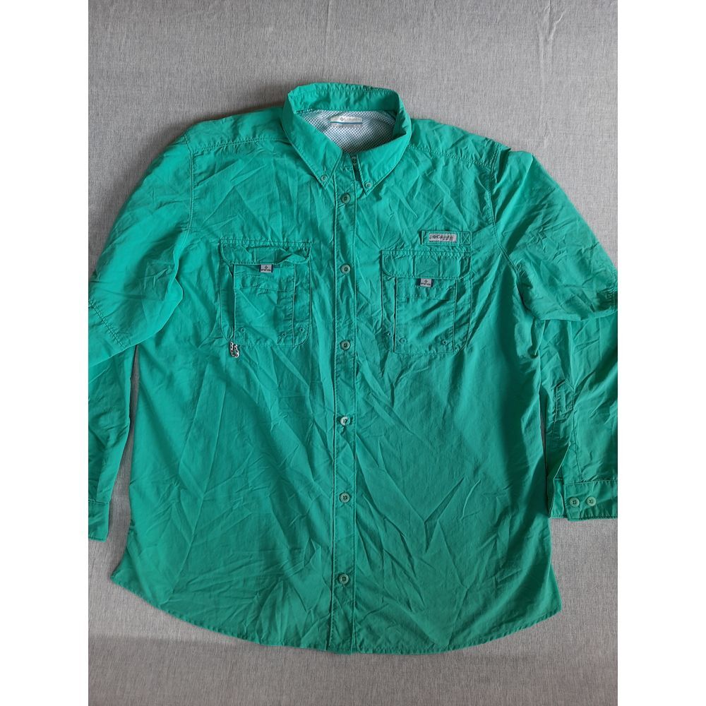 Columbia PFG Men XL Performance Utility Camp Button‎ Shirt Vent Green Jacket